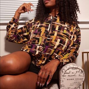 Retro Vintage Multi-Colored Zip-Up Jacket